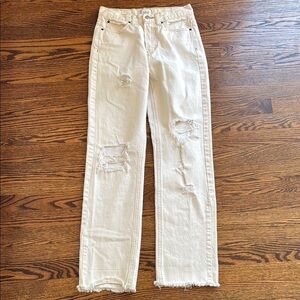 BDG Urban Outfitters Women’s 26 Cream Straight Leg Distressed Jeans